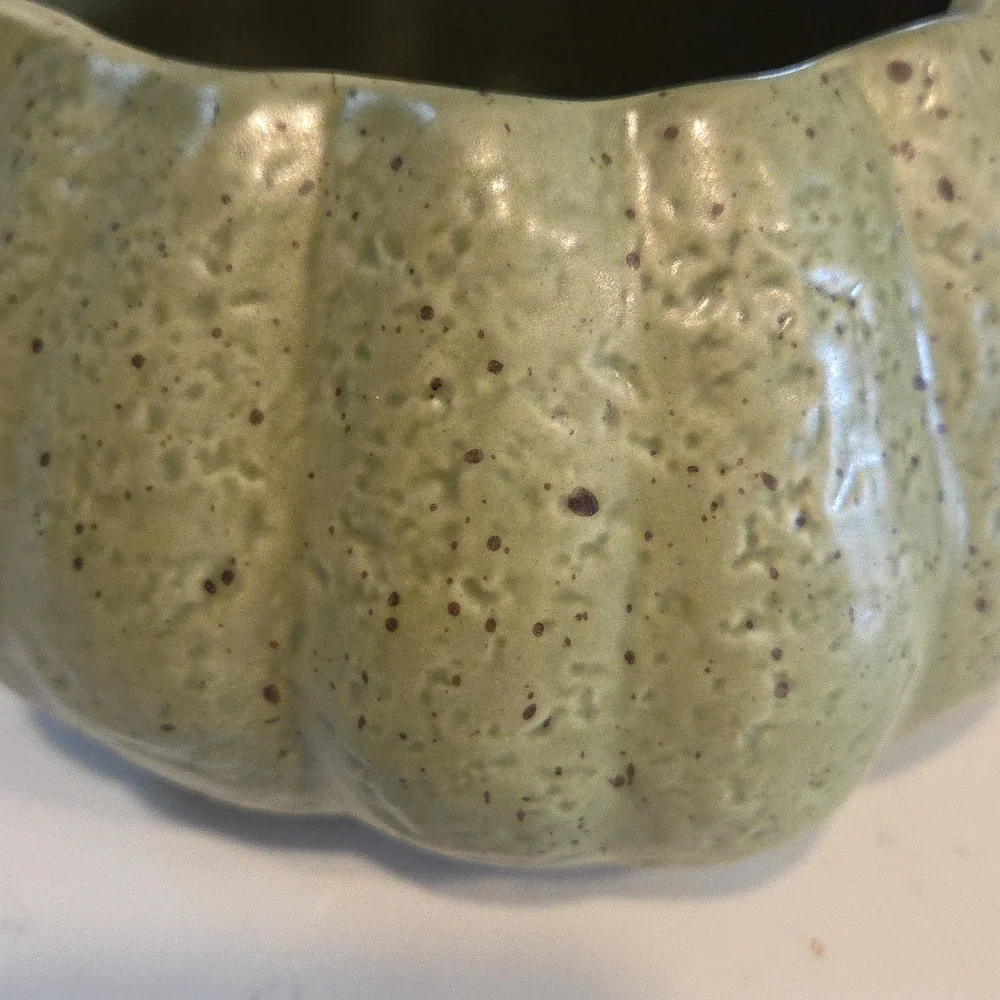 Williams Sonoma Barbara Eigen Green and Yellow Ceramic Gravy Dish